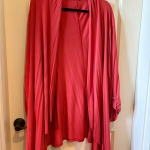 Vibrant Red/orange Open Front Cardigan